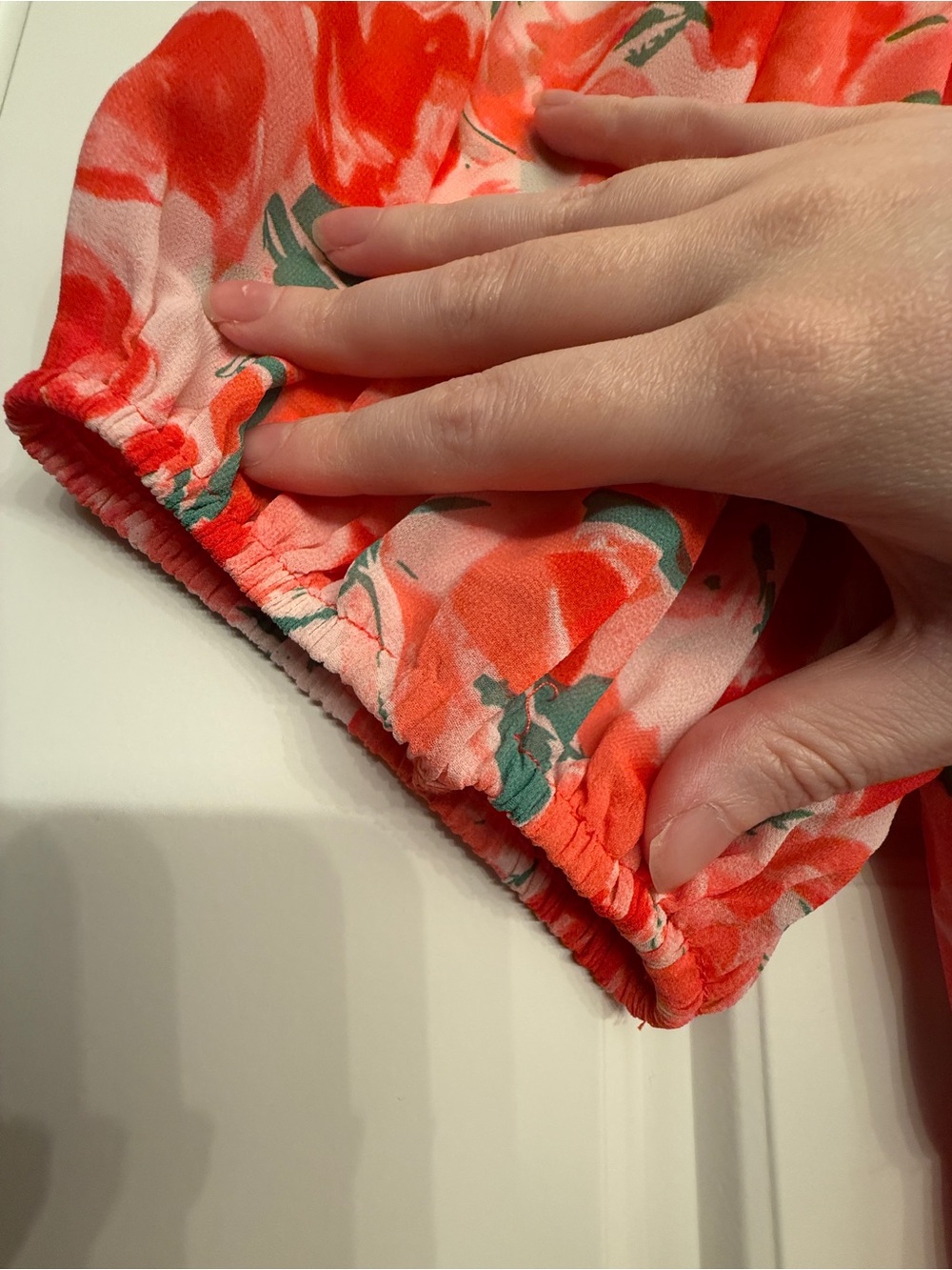 Floral V-Neck Red Maxi Dress w/ Missing Button - Picture 11 of 13